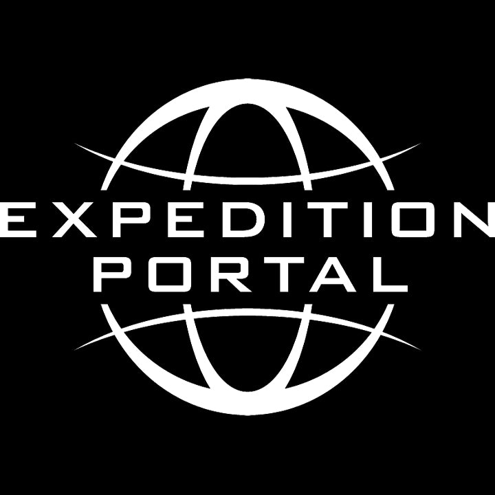 White text reading Expedition Portal is displayed over a stylized white globe outline on a black background.