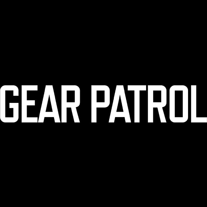 White bold capital letters spelling GEAR PATROL centered on a solid black background.