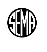 Black and white SEMA logo in a circle, with SEMA in bold, stylized capital letters. Faint text around the circle reads Specialty Equipment Market Association. The word MEMBER is partially visible below.